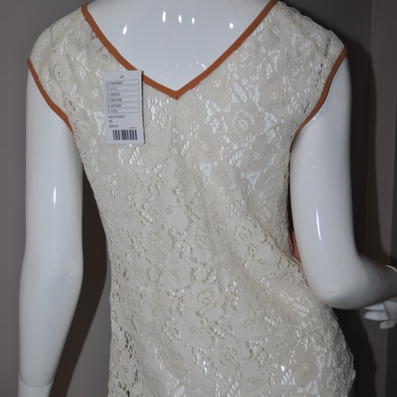 Anthropologie CHAMPAGNE & STRAWBERRY Lace Shirt XS - Picture 2 of 3